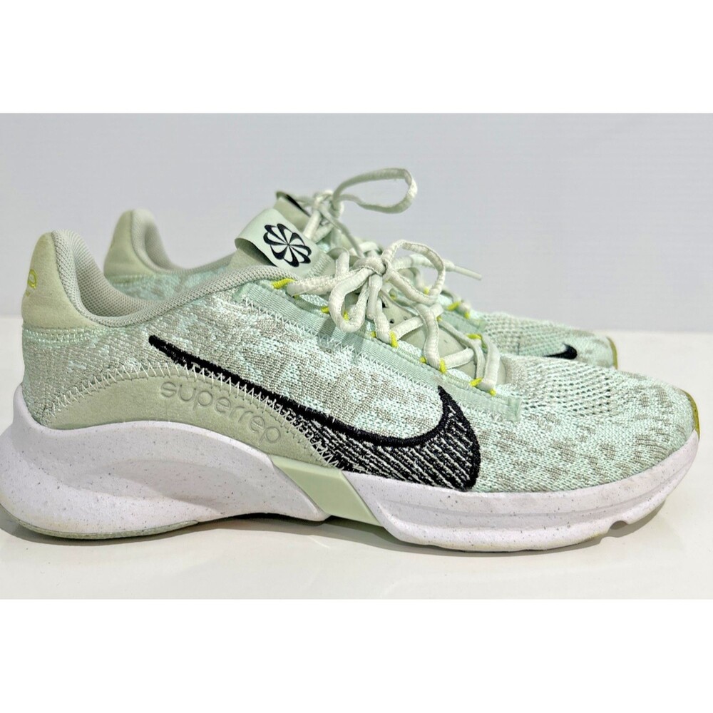 Nike Women's 7.5 SuperRep Go DH3393-003 Green Flyknit Running Shoes Sneakers